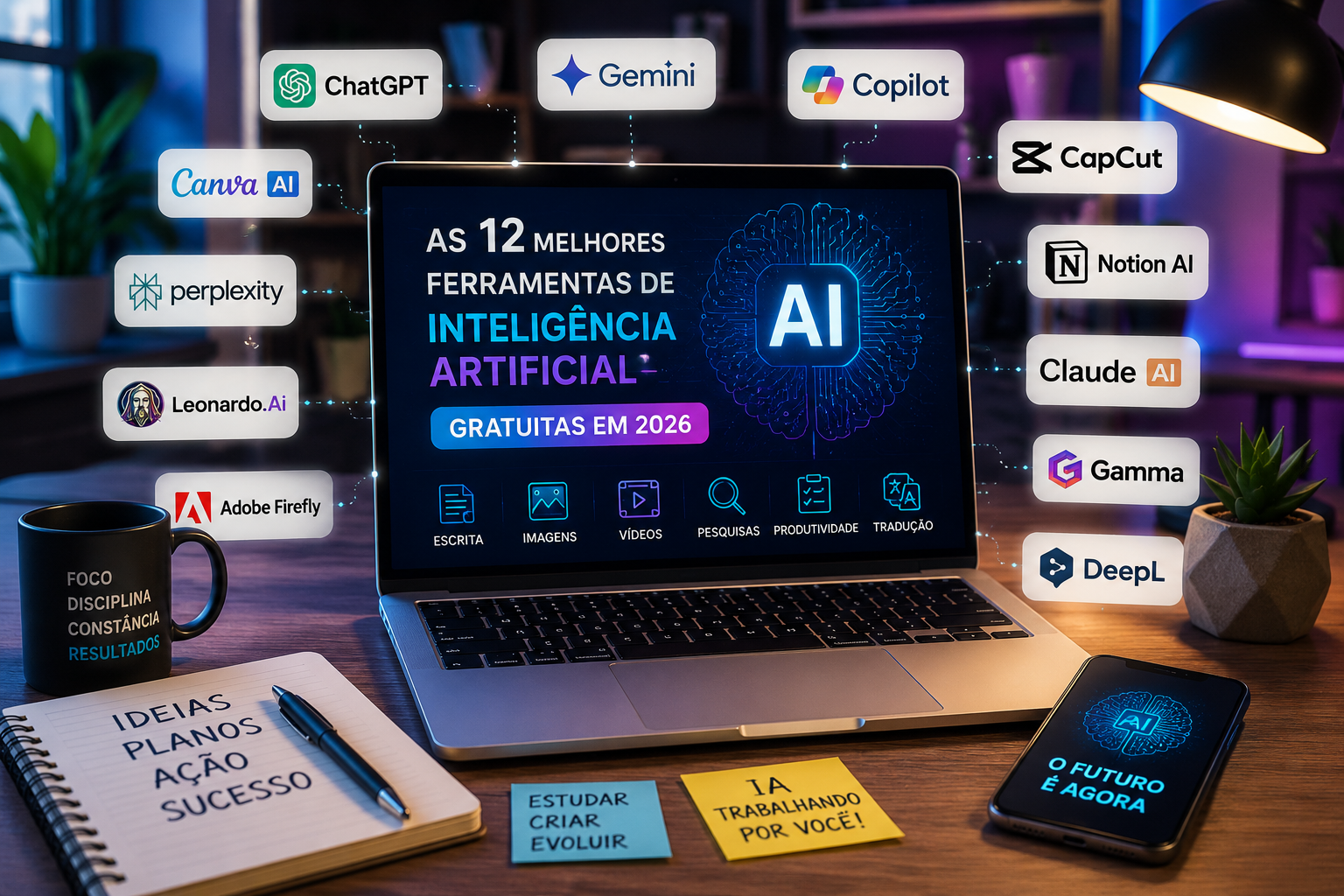 As melhores ferramentas de Inteligência Artificial gratuitas para produtividade e trabalho